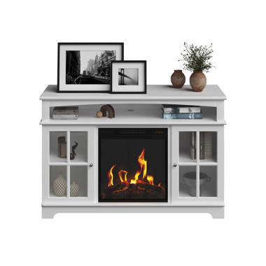 Huntley electric fireplace tv online stand in white